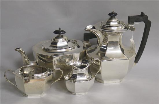 A silver matched four-piece tea service, 58.8oz gross